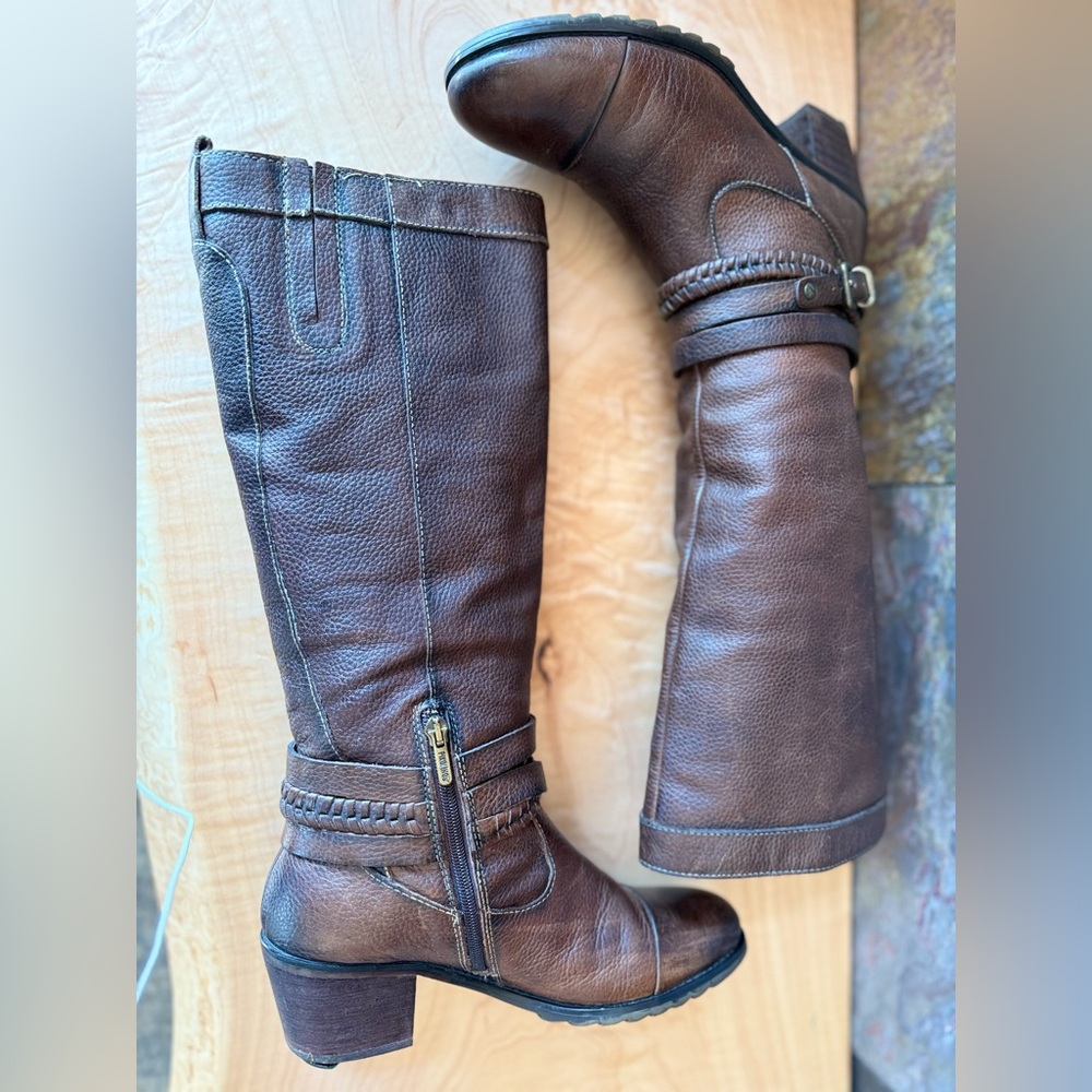 VTG Pikolinos Andorra Olmo knee high leather heeled boot, dark brown, 39(8.5/9)